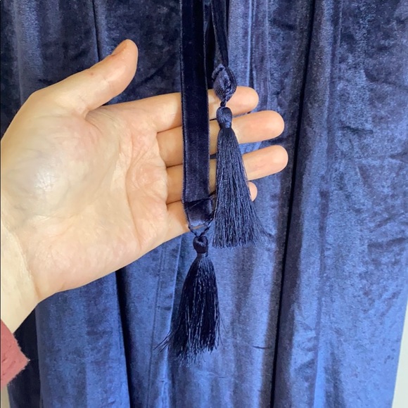 Navy wrap dress with tassels - Picture 3 of 4